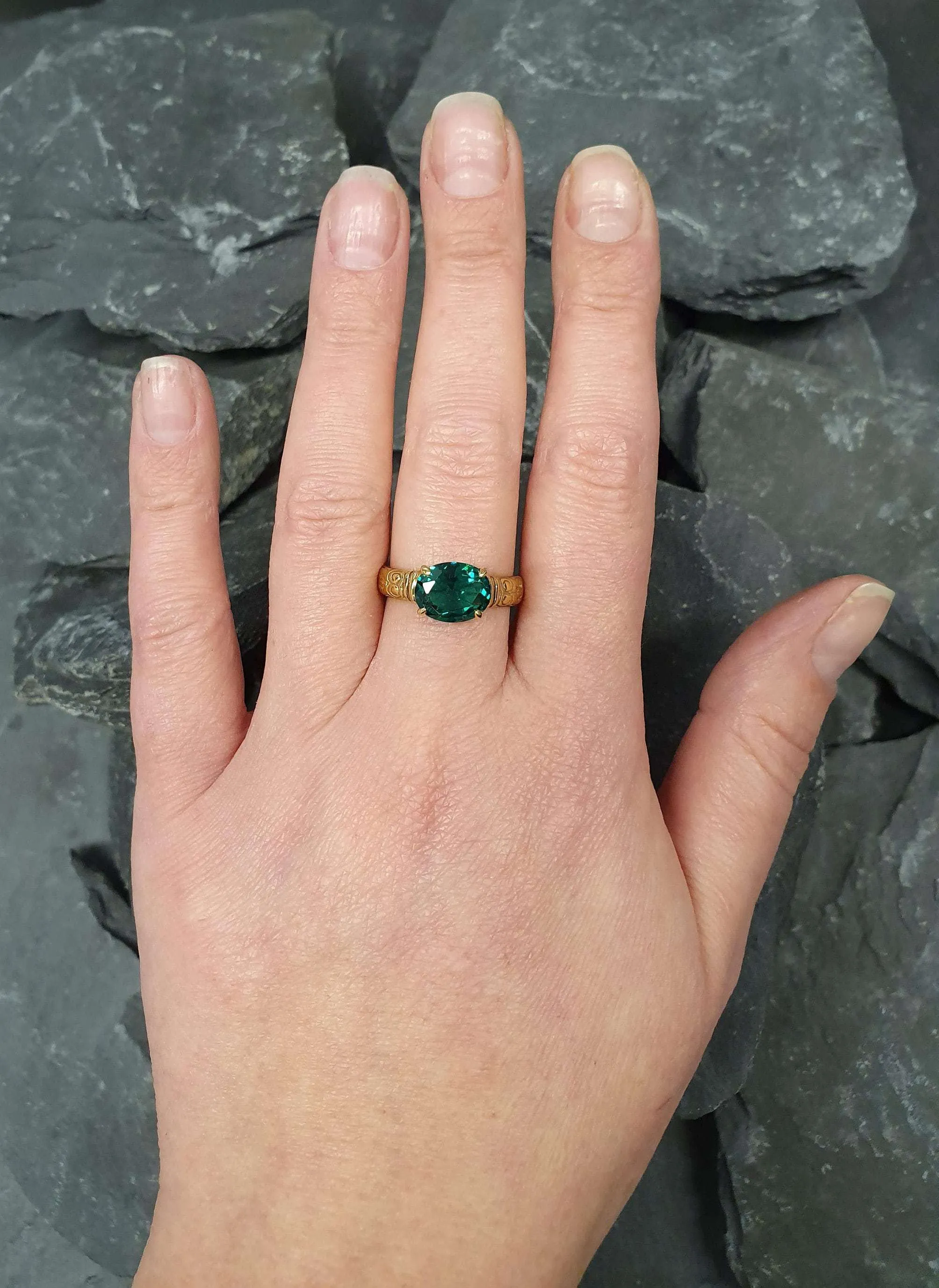 Emerald Gold Ring - Vintage Emerald Ring - Tribal Emerald Ring