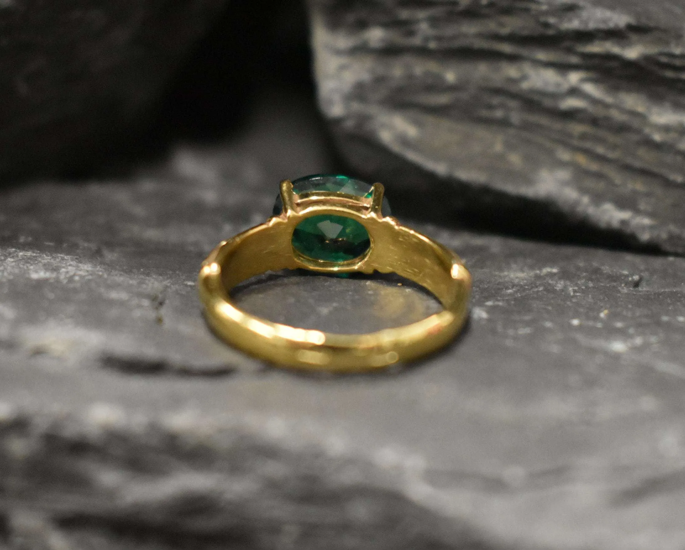 Emerald Gold Ring - Vintage Emerald Ring - Tribal Emerald Ring