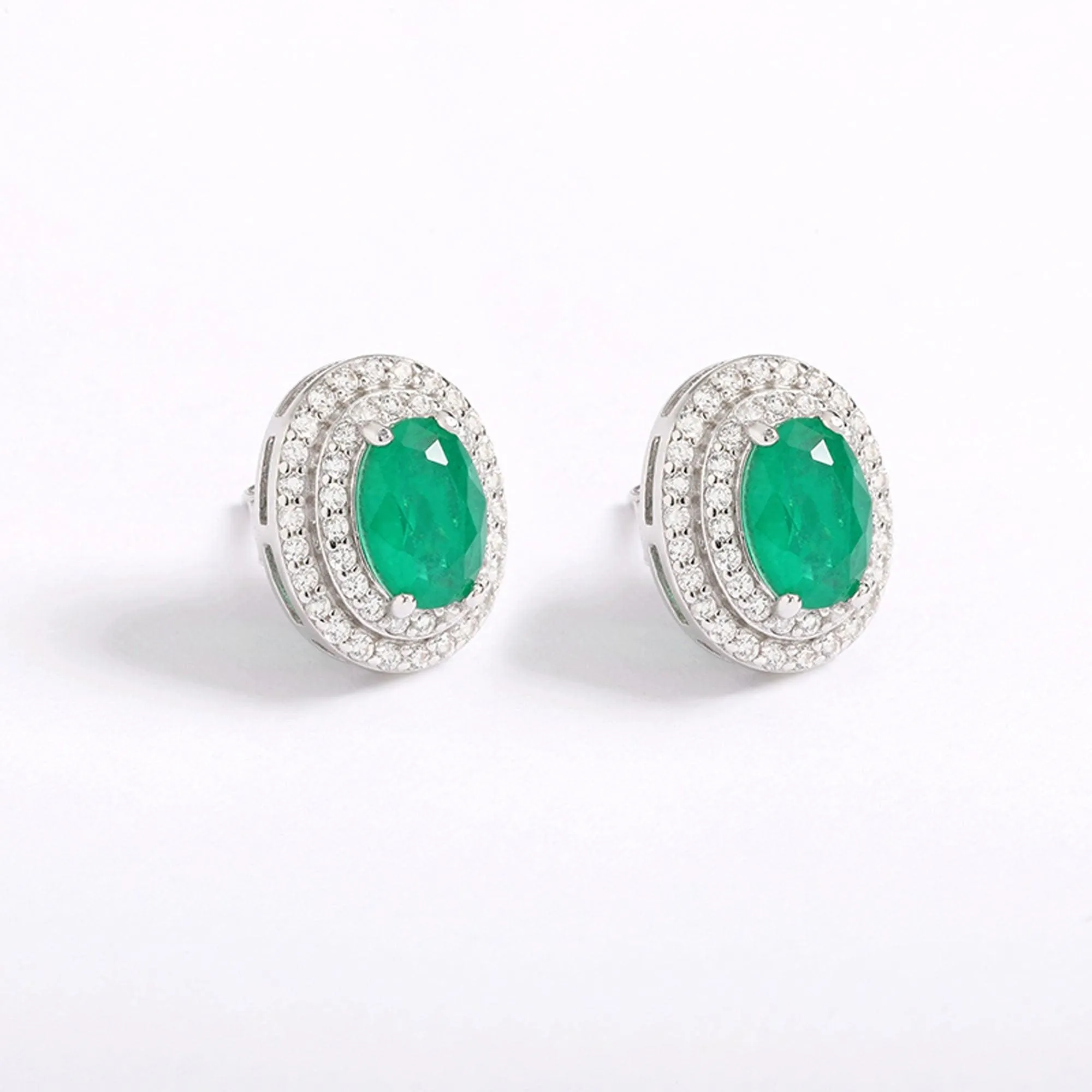 Emerald Halo Earrings