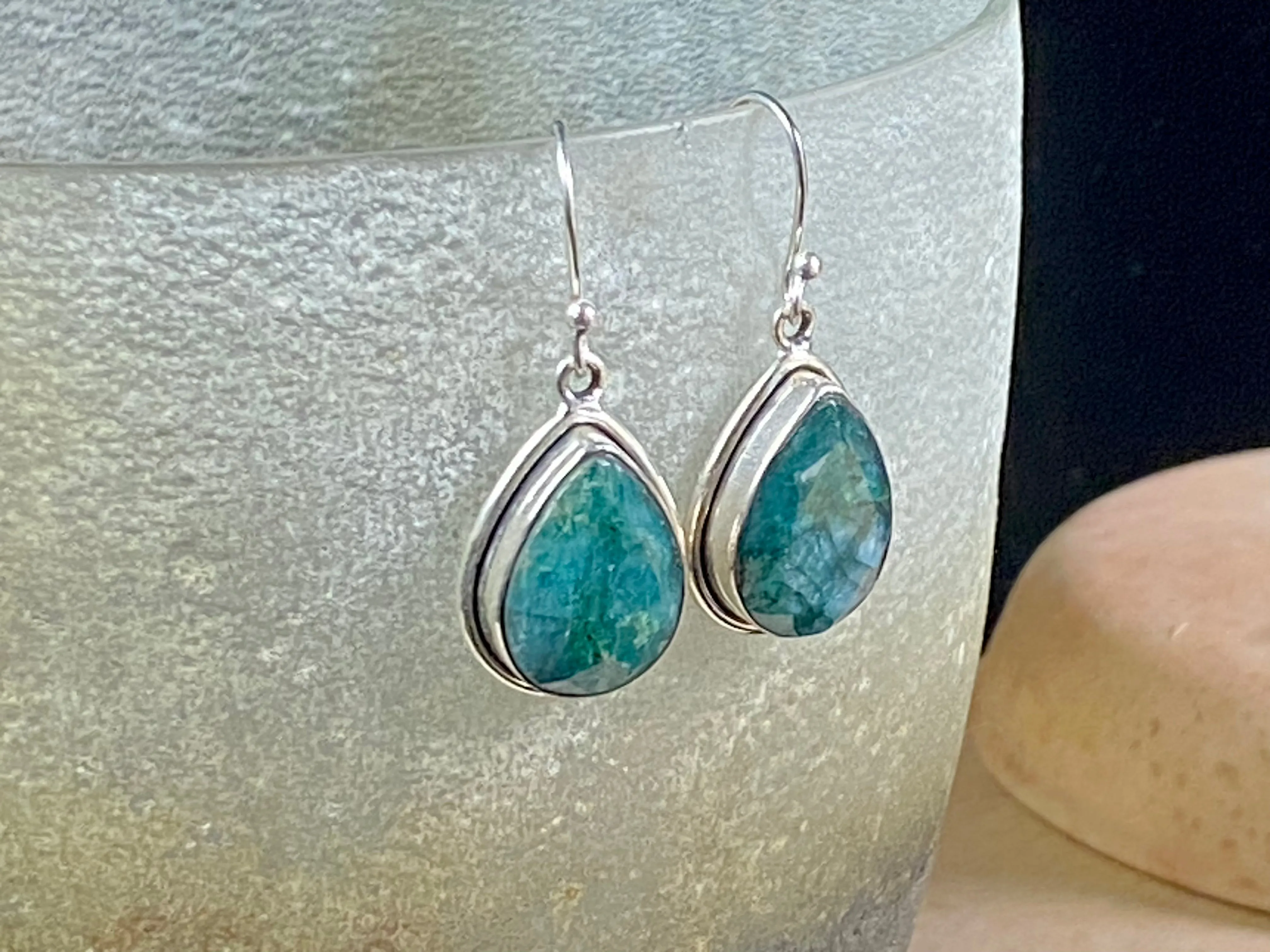 Emerald Silver Earrings