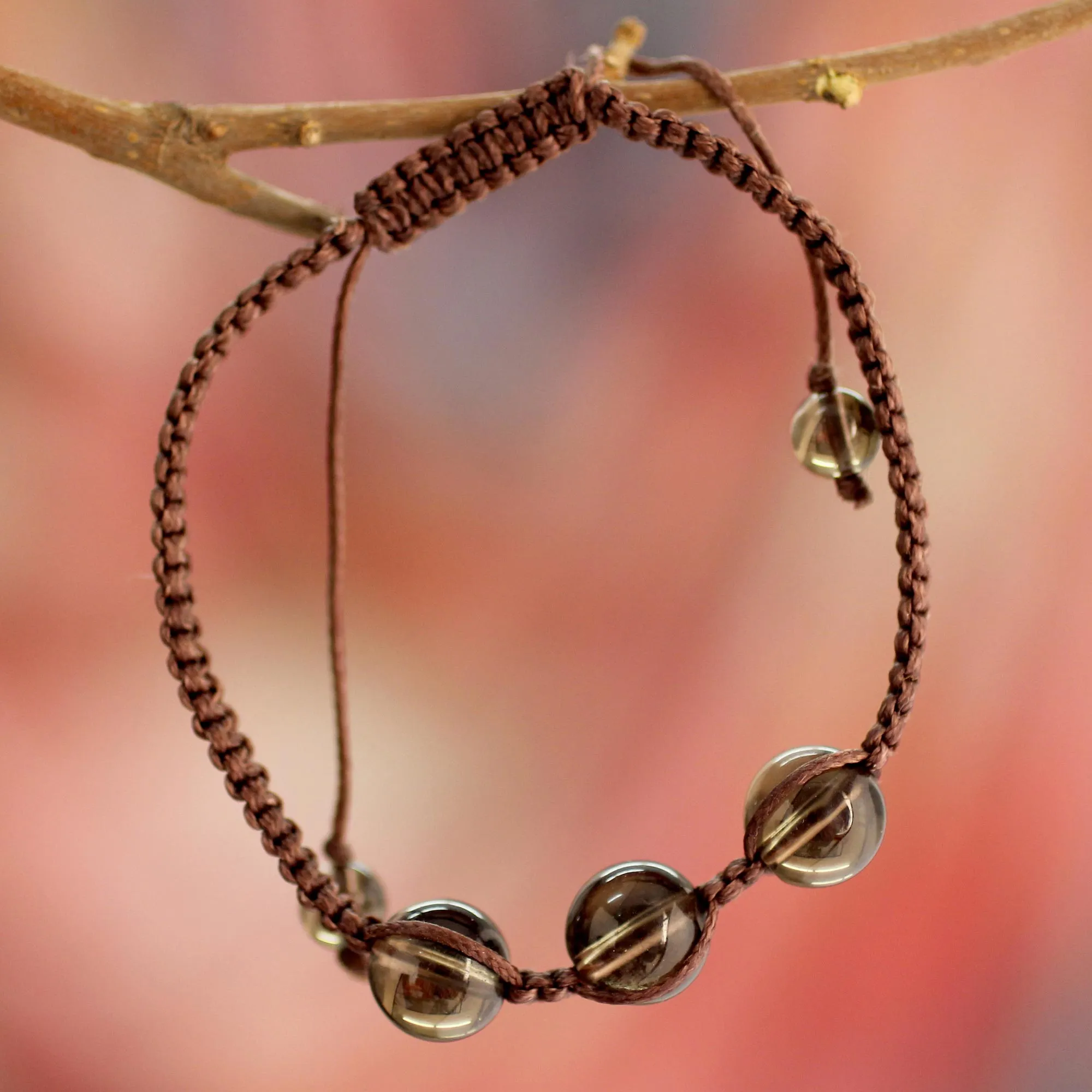 Enduring Peace Unique Smoky Quartz Shambhala-style Bracelet