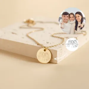 Engraved Family Portrait Necklace Waterproof