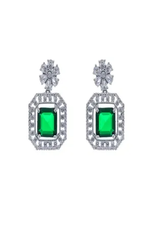 Eternal Emerald Drop CZ American Diamond Earrings