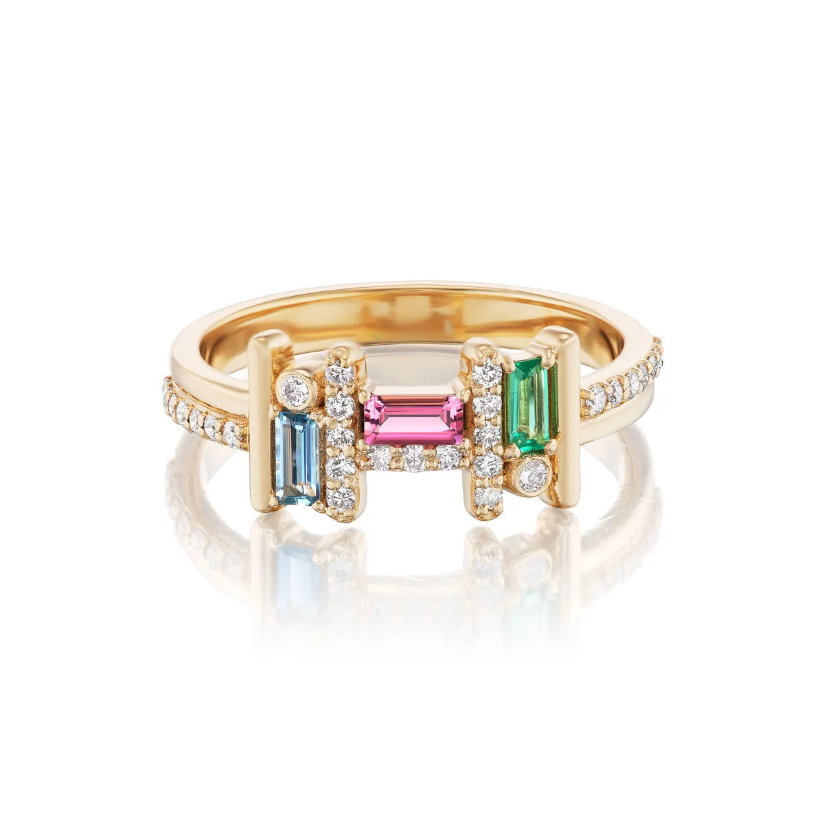 Ethereal Reine Multi-Stone 14k Gold Ring