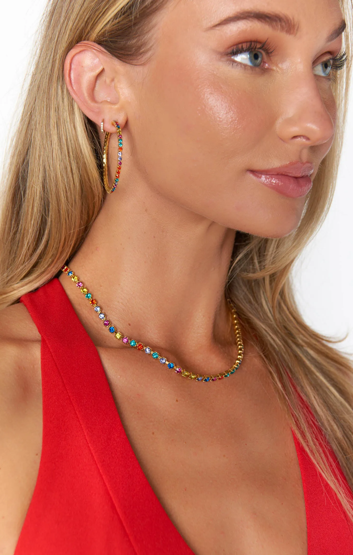 Faithy Jewels Cammy Hoop Earrings ~ Bright Rainbow