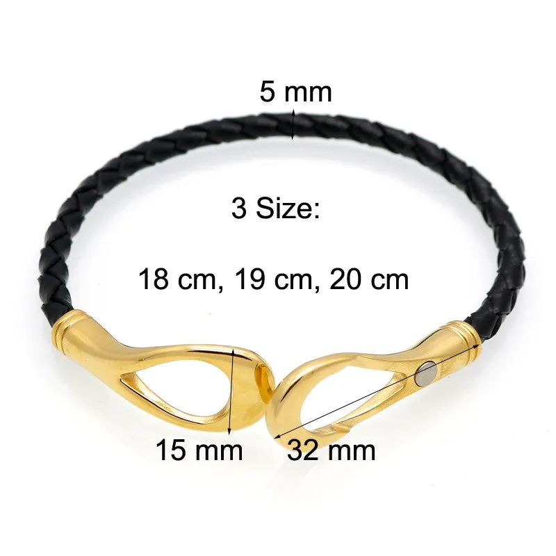 Fashion Cross Clasped Love Infinity Genuine Leather Bracelets Bangles Black Weave Braided Leather Jewelry Women Charm Bracelet