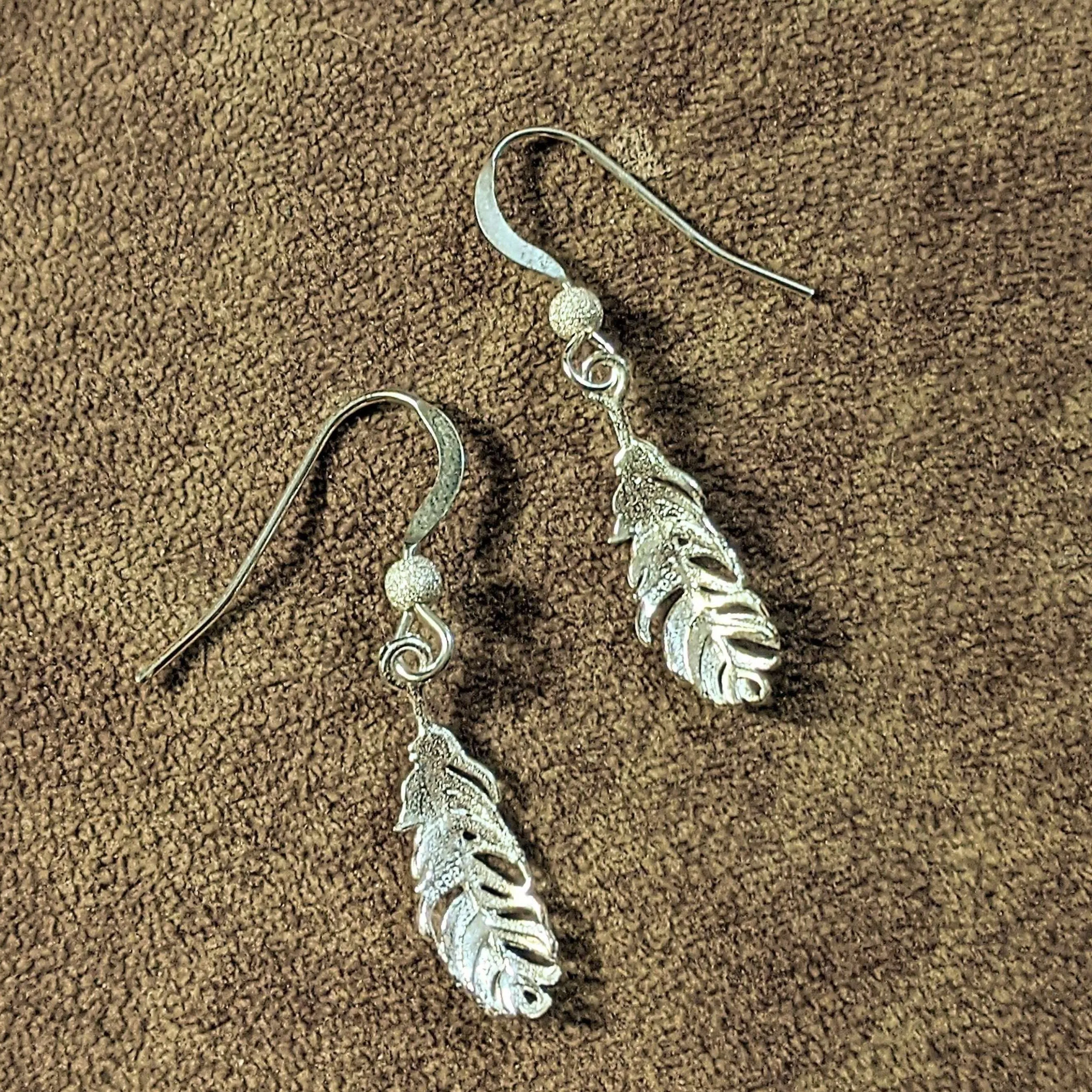 Feather Sterling Silver dangle earrings