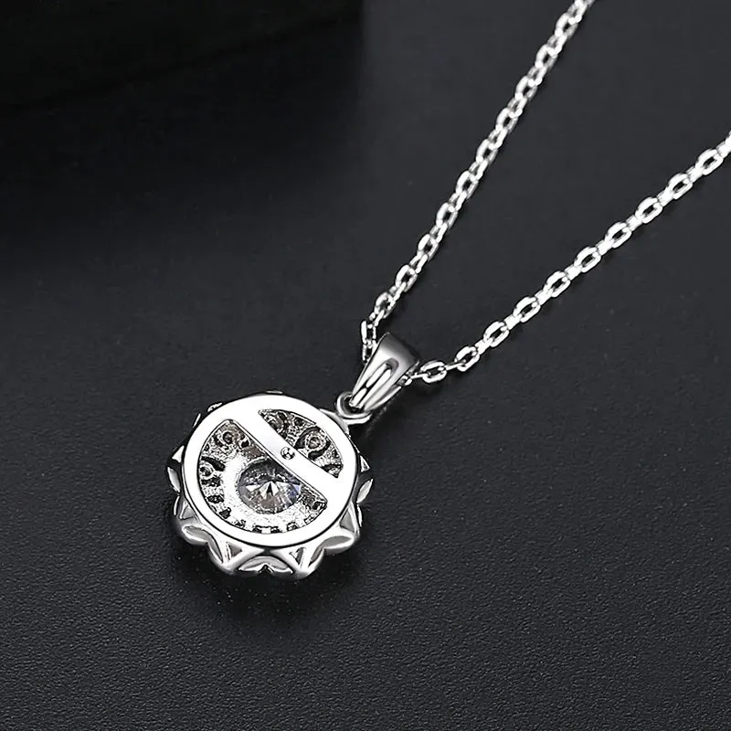 Flower Pendant Cubic Zirconia Necklace