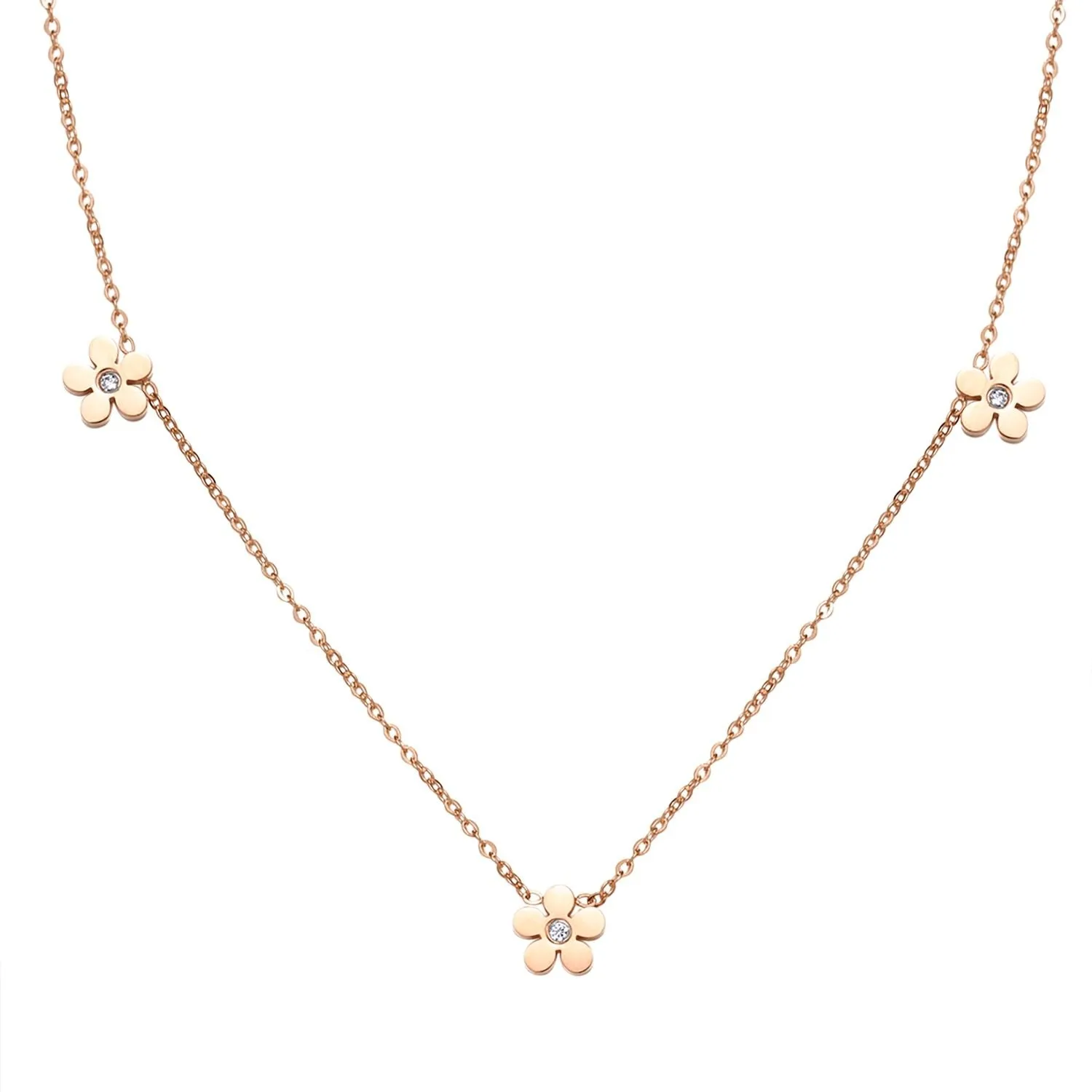 Forget-Me-Not Charm Necklace Rose Gold