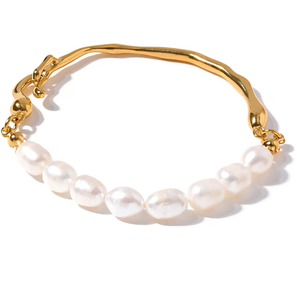 Freshwater Pearls Gold Color Bracelet