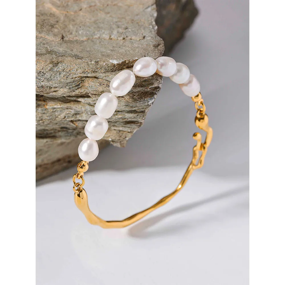 Freshwater Pearls Gold Color Bracelet