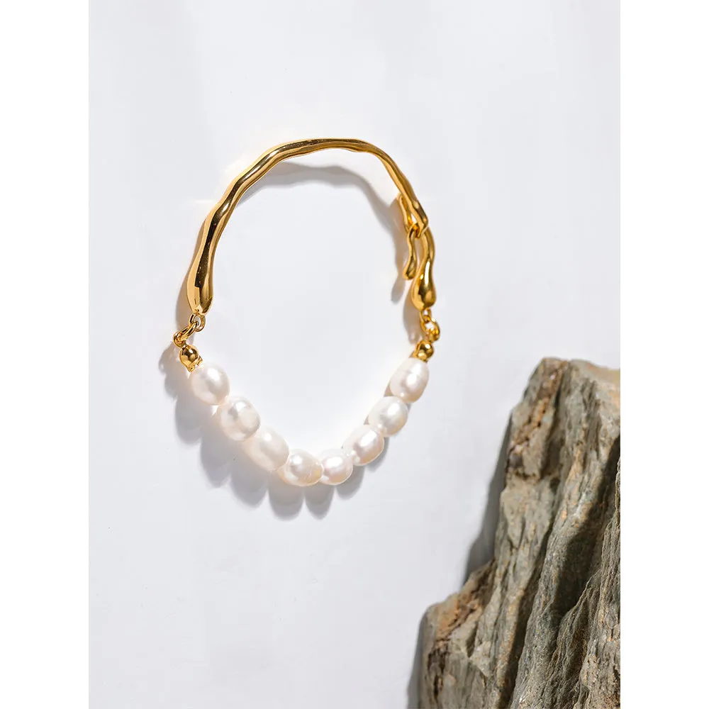 Freshwater Pearls Gold Color Bracelet