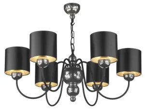 Garbo Pewter and Black 6 Arm Chandelier - ID 3853