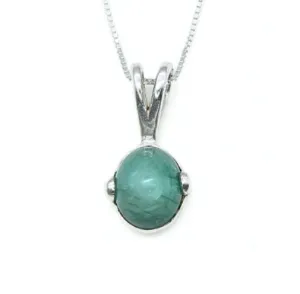 Genuine Emerald Pendant - Green Oval Necklace - May Birthstone Necklace