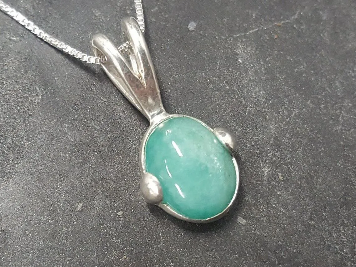 Genuine Emerald Pendant - Green Oval Necklace - May Birthstone Necklace