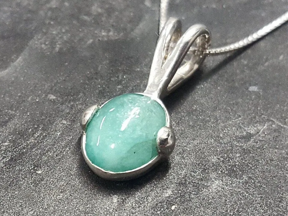 Genuine Emerald Pendant - Green Oval Necklace - May Birthstone Necklace