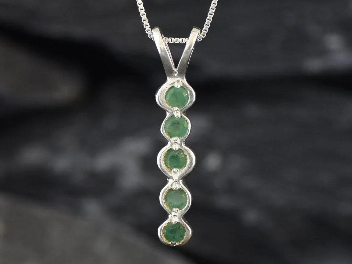 Genuine Emerald Pendant - Long Green Pendant - May Birthstone Necklace