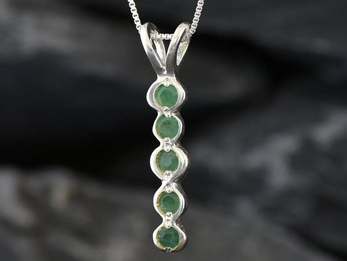 Genuine Emerald Pendant - Long Green Pendant - May Birthstone Necklace