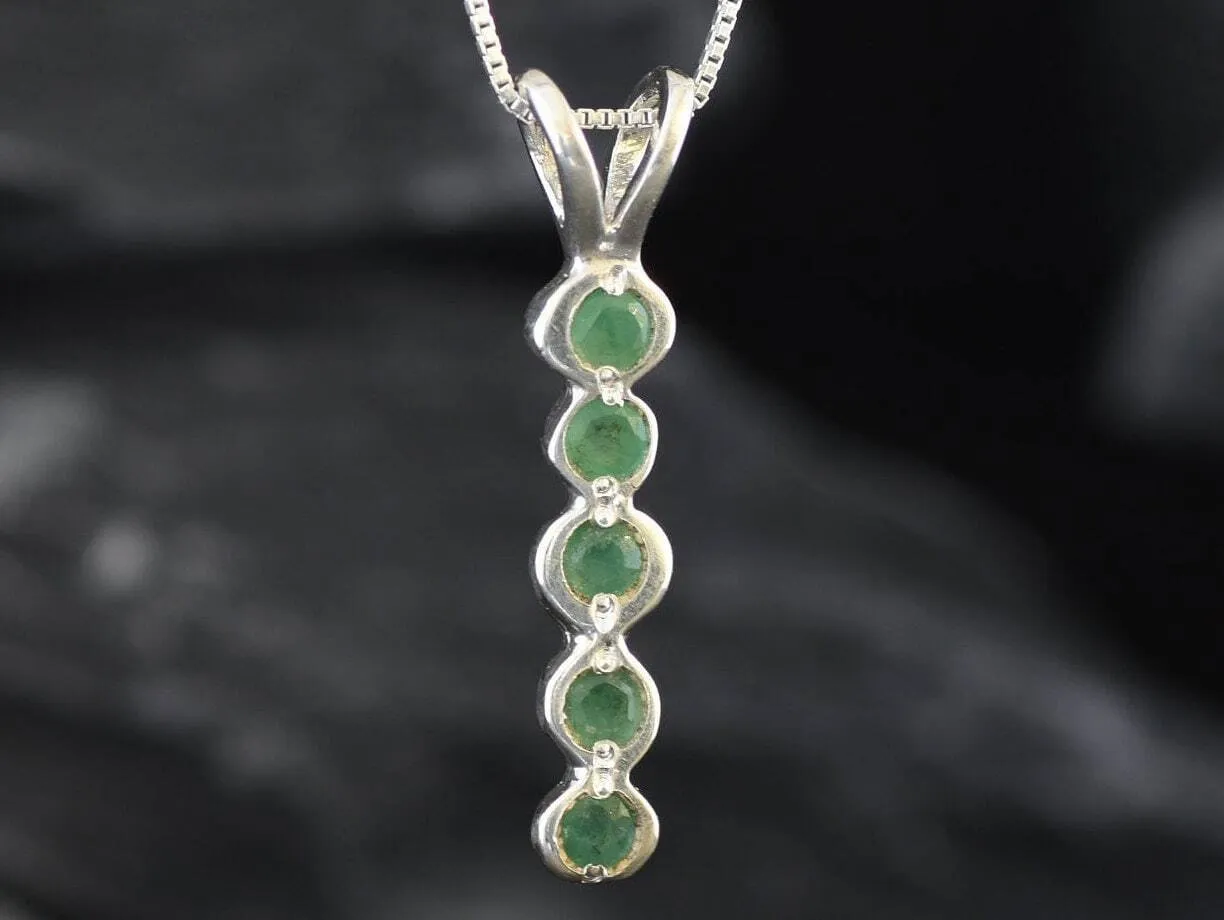 Genuine Emerald Pendant - Long Green Pendant - May Birthstone Necklace