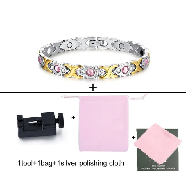 Gold-color Stainless Steel Bracelet Women Cross Health