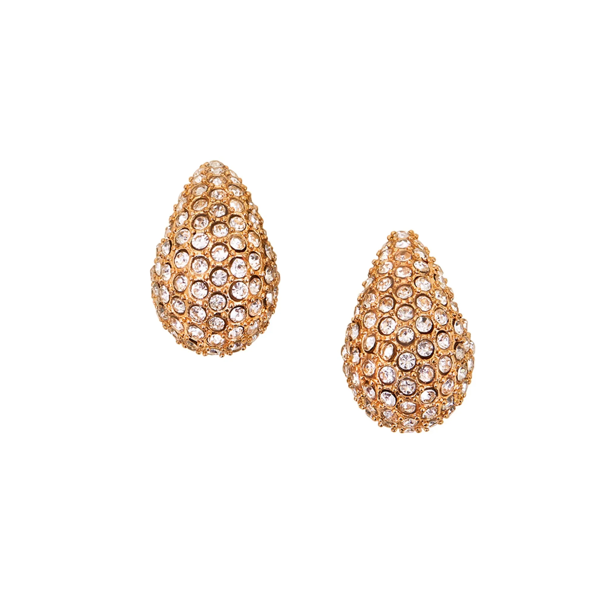 Gold Diamante Curve Teardrop Earrings