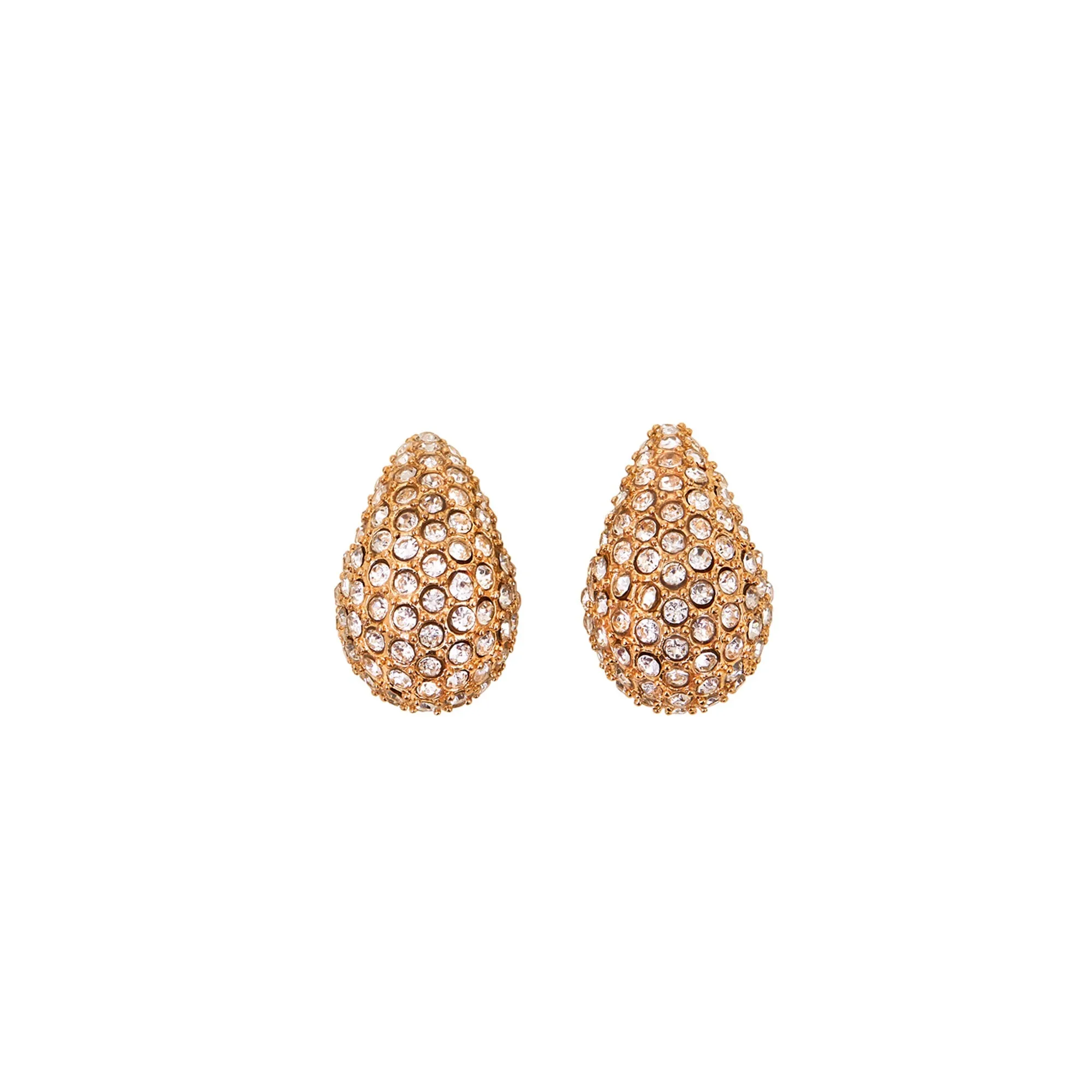 Gold Diamante Curve Teardrop Earrings