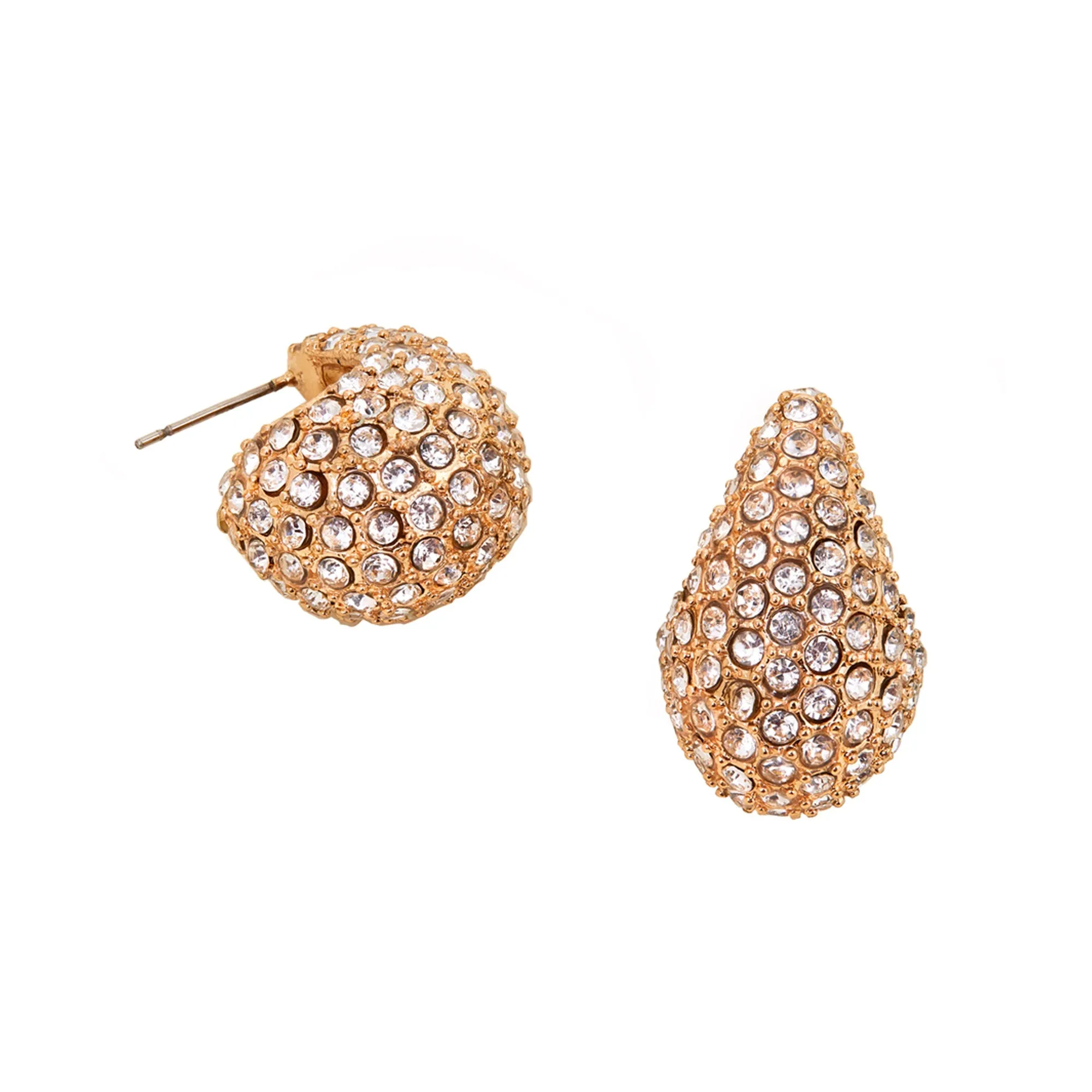 Gold Diamante Curve Teardrop Earrings