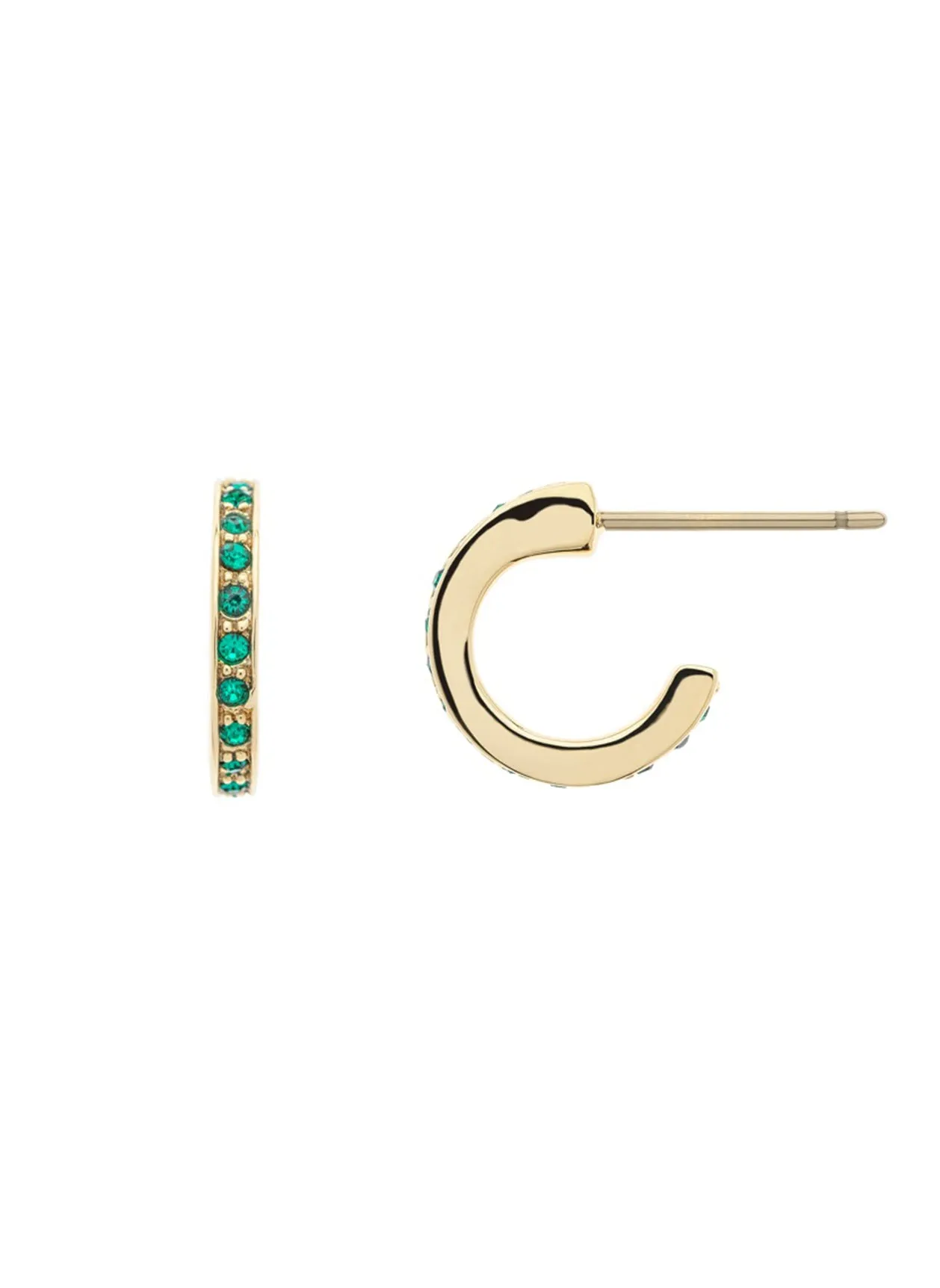 Gold Emerald Hoop Earrings