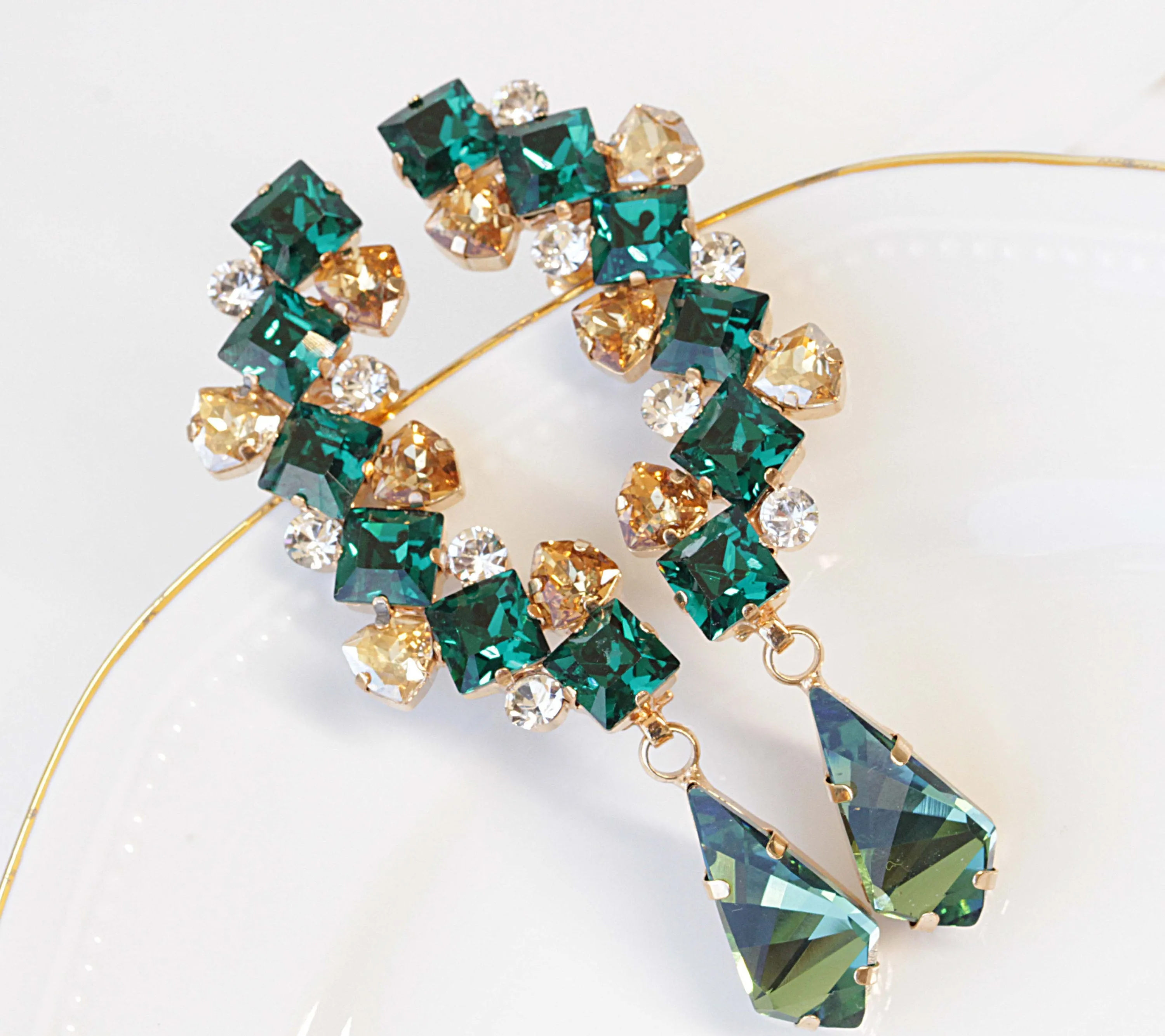 Gold EMERALD STUD EARRING