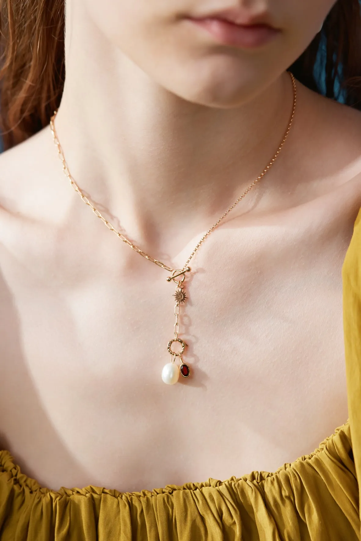 Gold Toggle Lariat 2-way Necklace