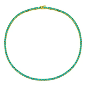 Gold Turquoise Tennis Necklace