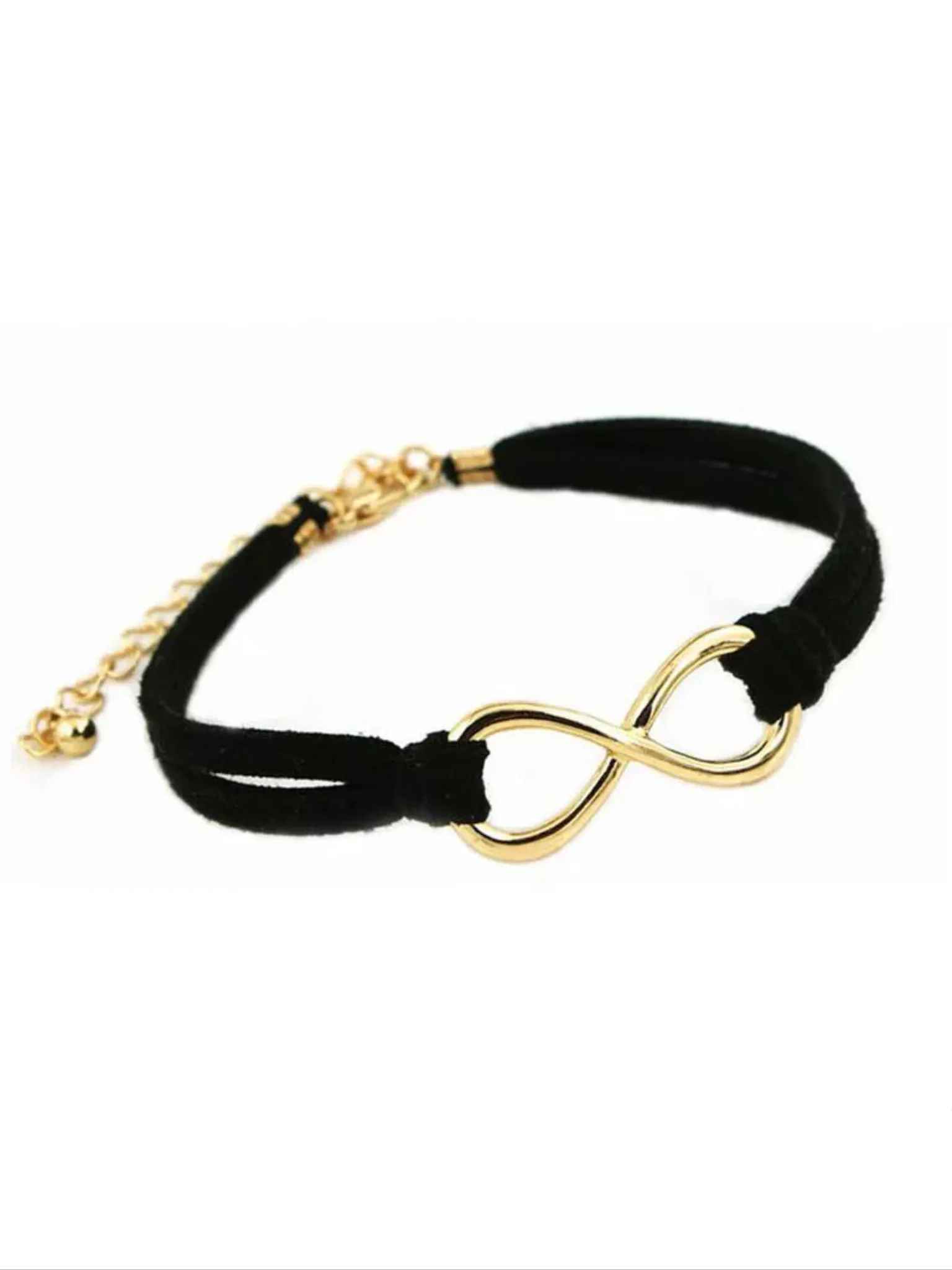 Goldtone infinity charm bracelets.