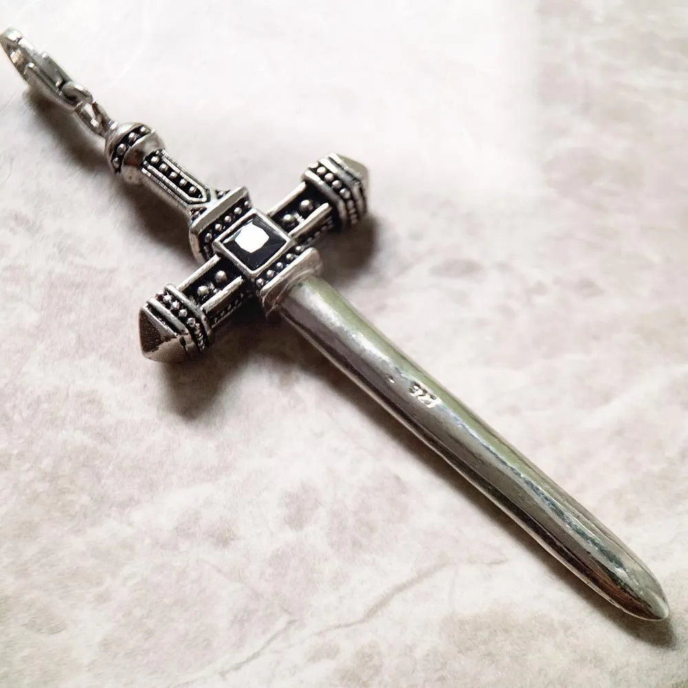 Gothic European Style Sword & Knight Skull with Crown Pendants