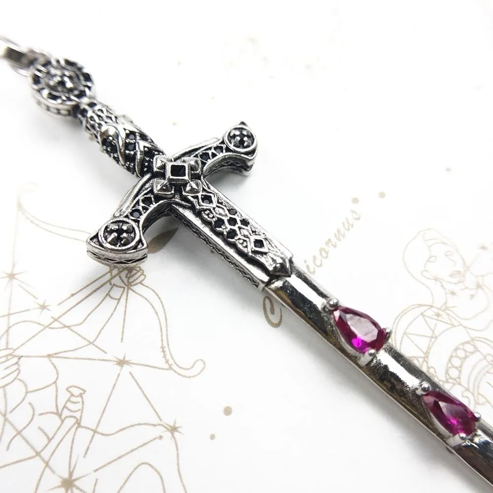 Gothic European Style Sword & Knight Skull with Crown Pendants