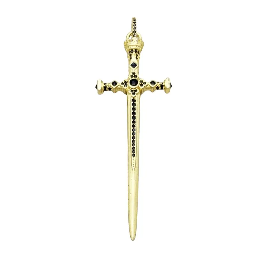 Gothic European Style Sword & Knight Skull with Crown Pendants