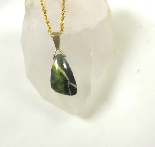 Green Gemstone Pendant on Gold filled Chain