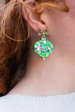 Green Sparkle Ornament Earrings