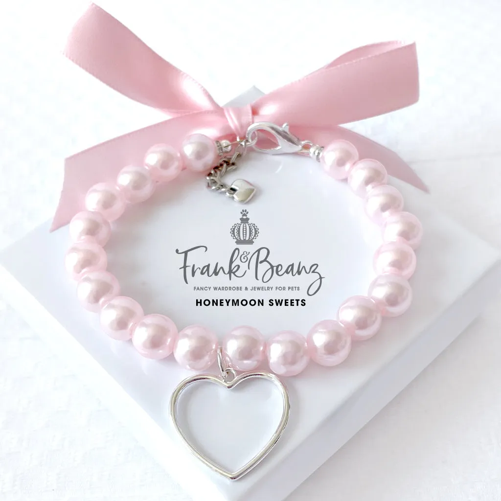 Honeymoon Sweets Pearl Heart Dog Necklace Luxury Pet Jewelry