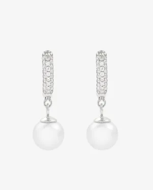 Iced Hoop & Pearl Earrings