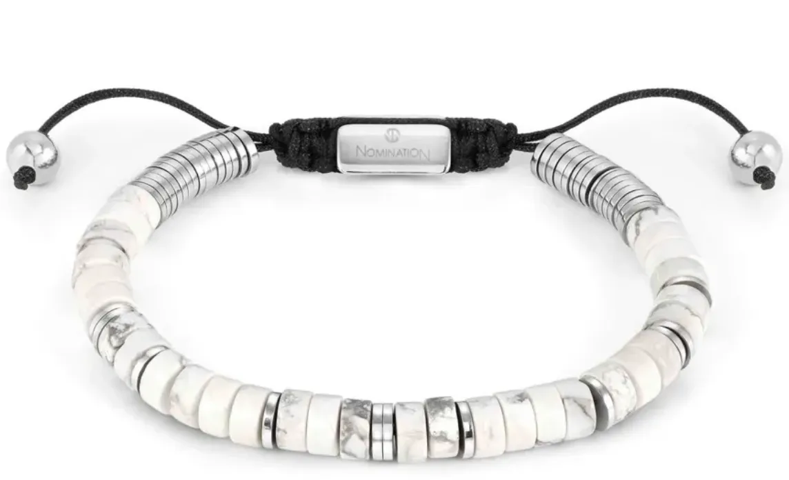 INSTINCTSTYLE bracelet in steel with stones WHITE TURQUOISE