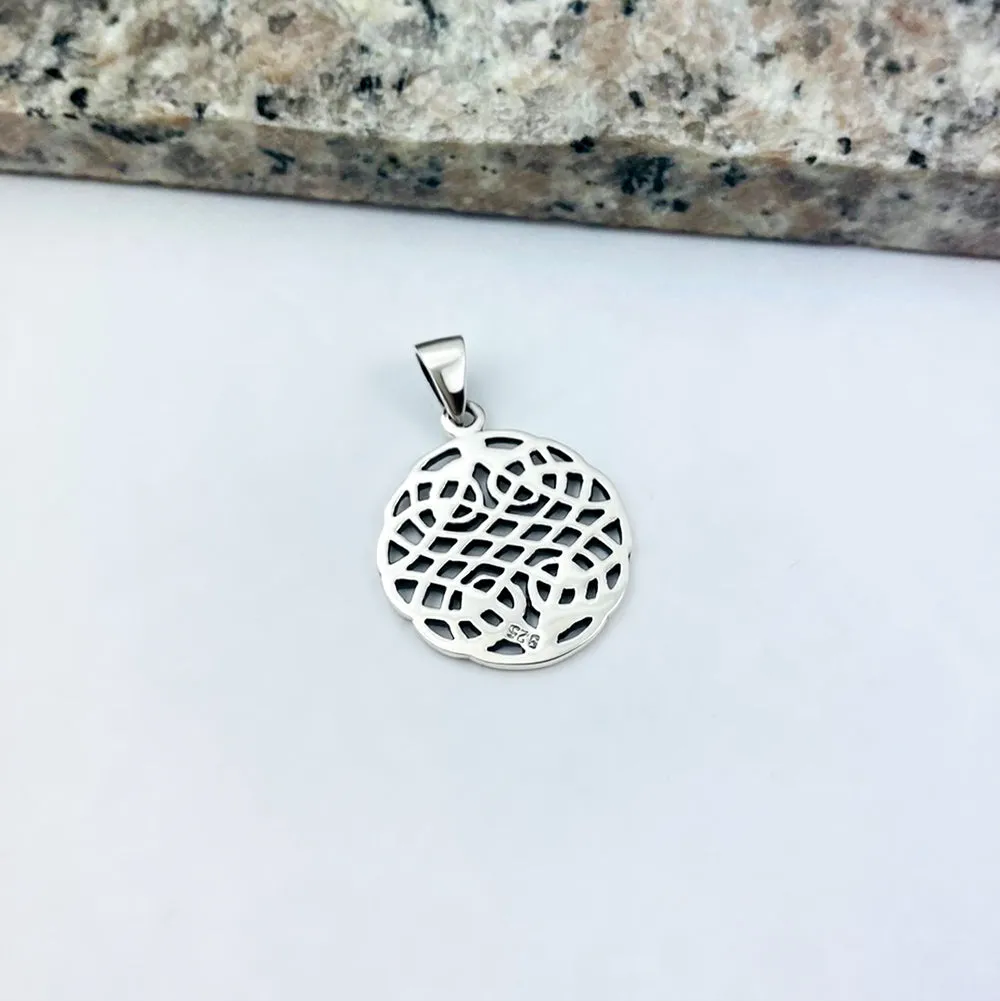 Irish Gaelic Celtic Dara Knot Round 925 Sterling Silver Pendant