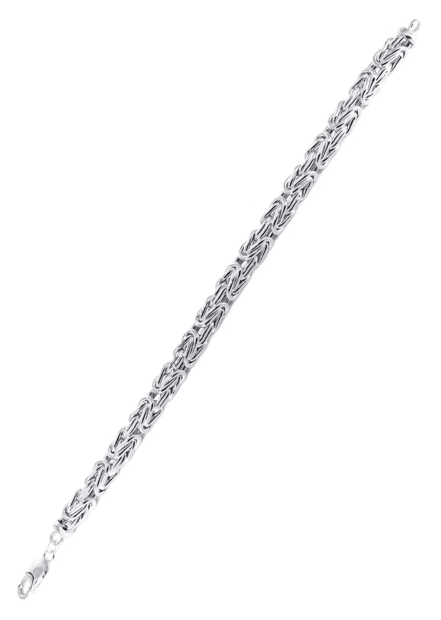 Italian Mens Semi Solid Byzantine Bracelet 10K/14K White Gold