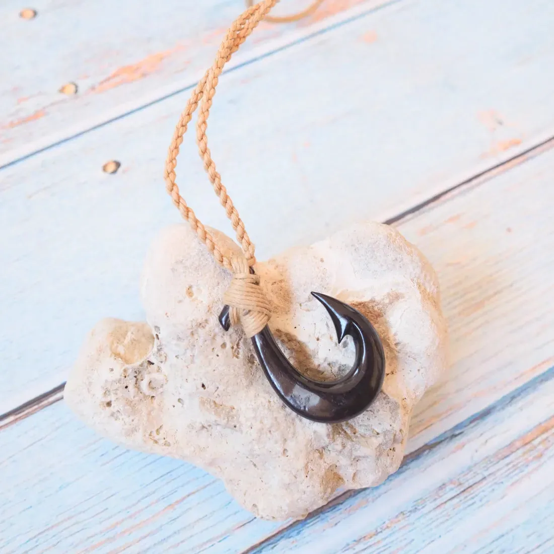 Kilauea Bone Fish Hook Necklace