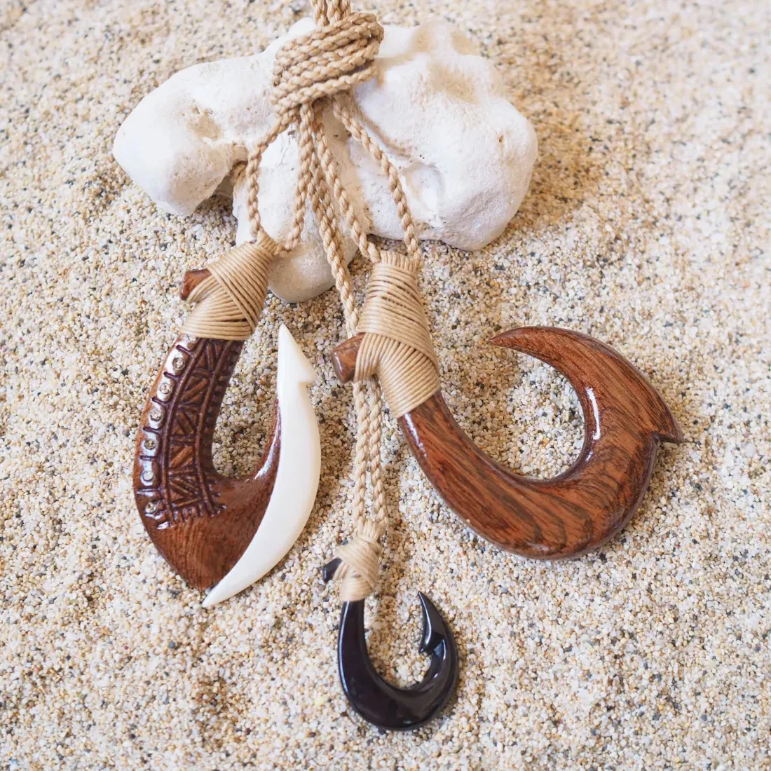 Kilauea Bone Fish Hook Necklace