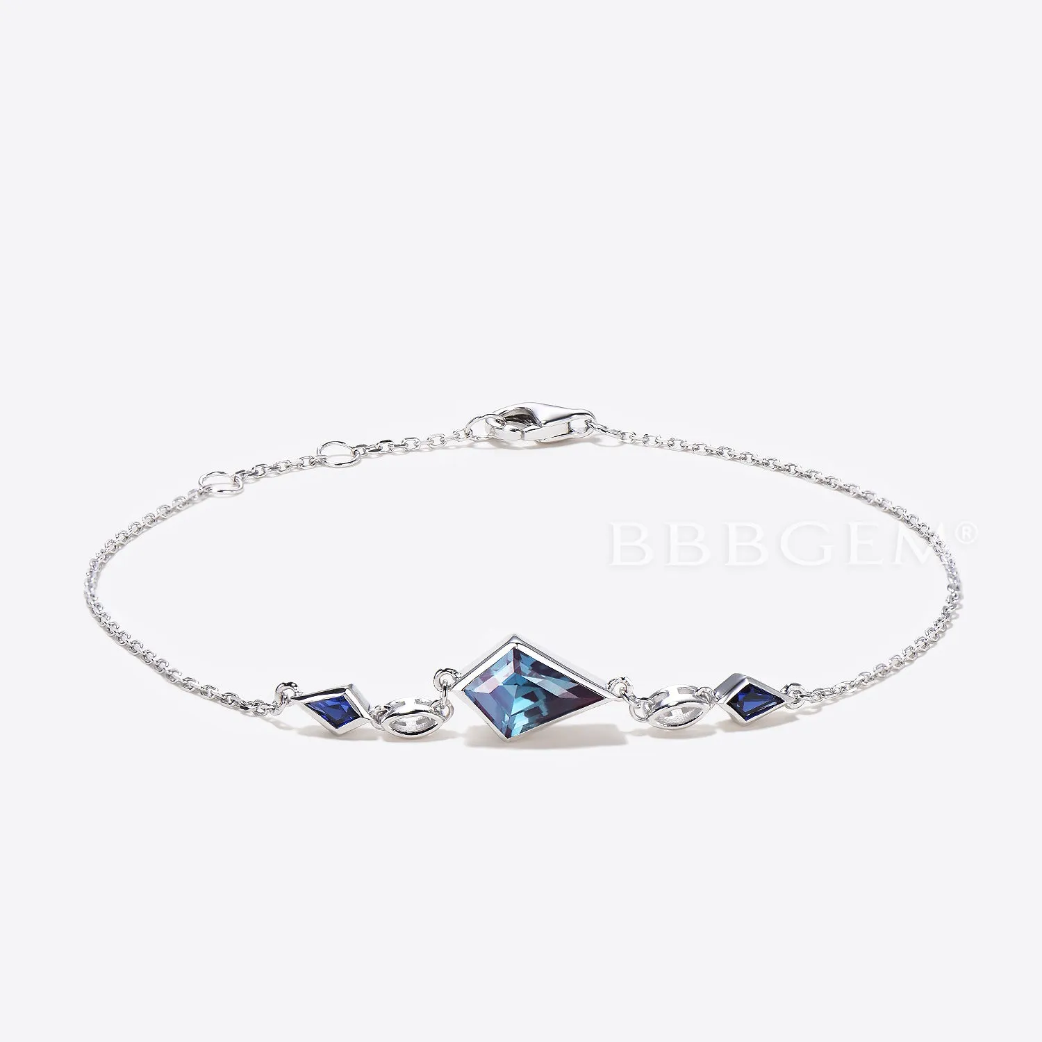 Kite Cut Alexandrite Bracelet Bezel Set Alexandrite Wedding Bracelet