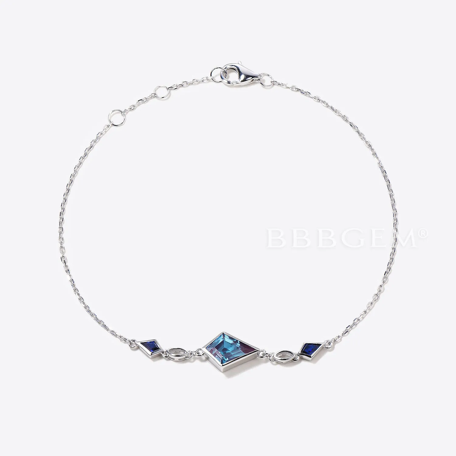 Kite Cut Alexandrite Bracelet Bezel Set Alexandrite Wedding Bracelet