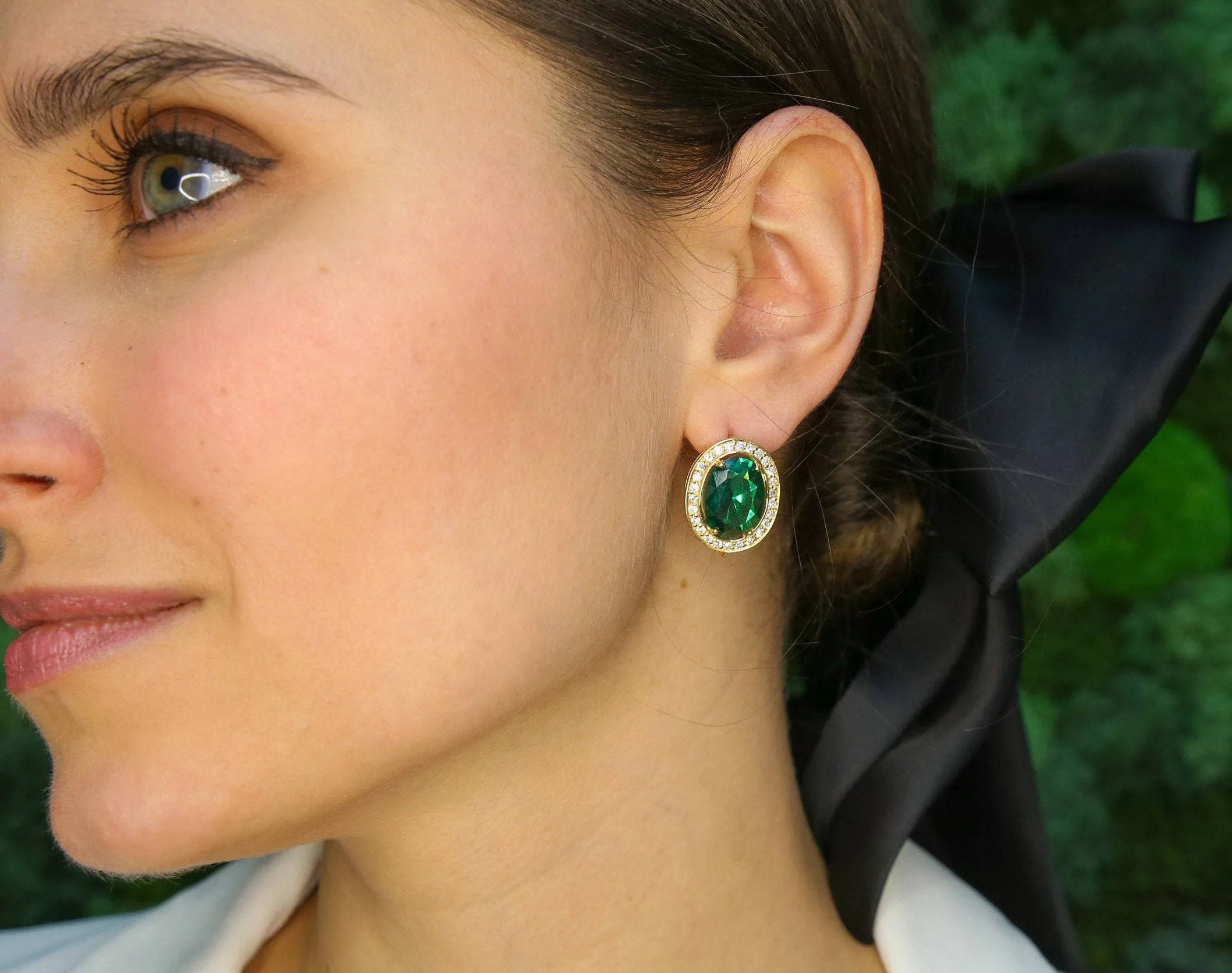 Large Emerald Earrings - Gold Emerald Earrings, Green Vintage Earrings