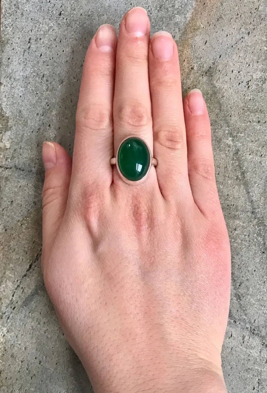 Large Emerald Ring - Vintage Emerald Ring - Oval Emerald Statement Ring