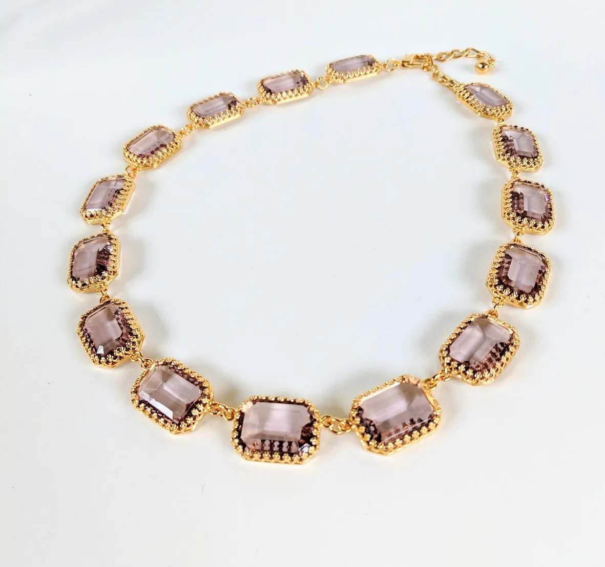 Large Octagon Light Amethyst Riviere Necklace