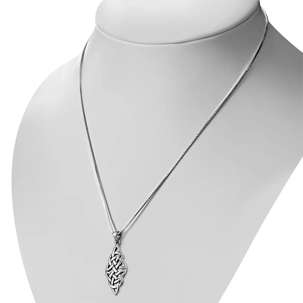 Large Oval Trinity Knot Silver Pendant